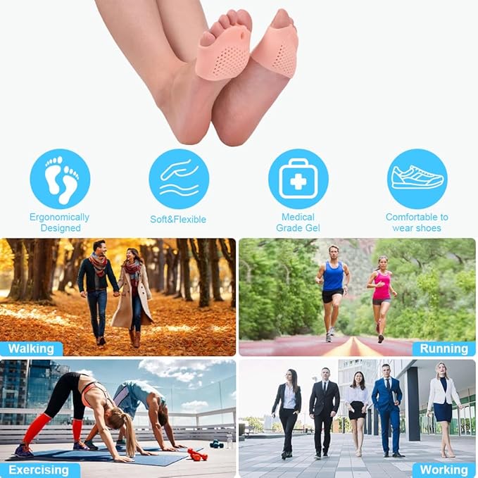 Silicone Toe Separators for Women & Men, Jaxbo 4 Pairs Toe Separators Bunion Corrector Cushion, Breathable Soft and Comfortable Gel Foot Cushions
