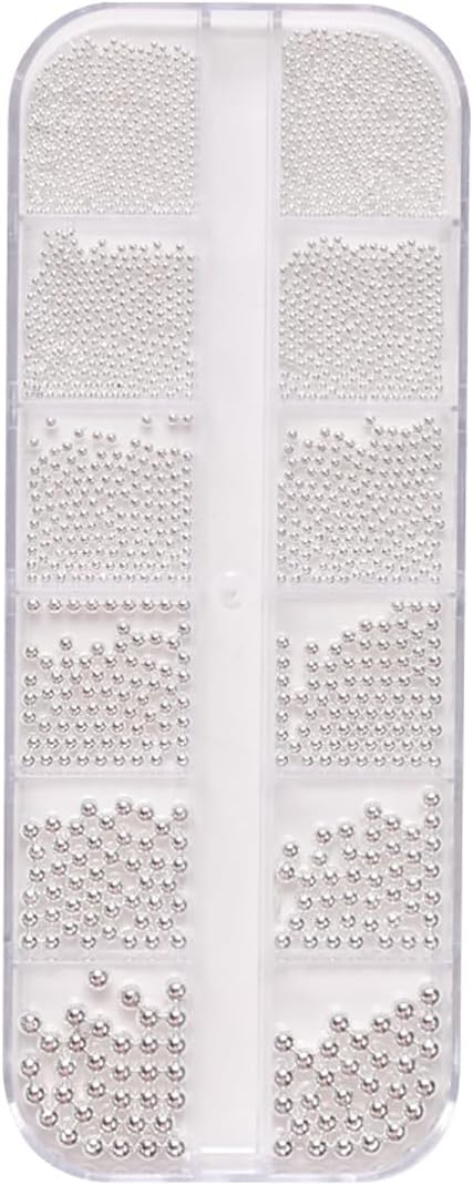 0.8mm Caviar Beads for Nails 6Sizes Mini Small Stainless Steel Beads Nails Art Decorations Gun Grey Rose Gold Caviar DIY Tool Nail Studs Accessories Gold Charms for Nails (Silver)