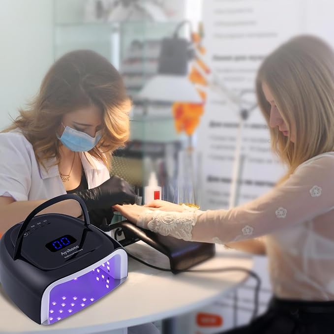 Rechargeable LED Gel Nail Lamp, 60W Cordless UV Led Nail Light with Lifting Handle Touch Sensor LCD Screen (Black)