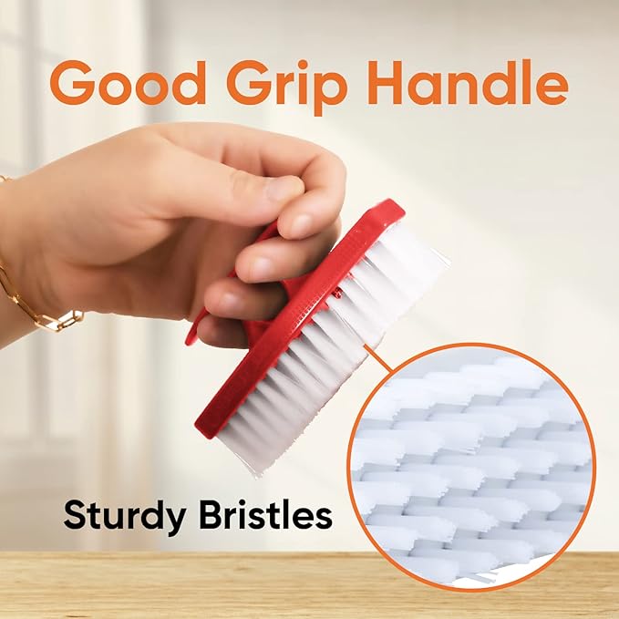 Nail Brush for Cleaning Fingernails, Nail Scrubber Brush, Toe Foot Hands Fingernail Brush Cleaner- Small Scrub Brush- All-Purpose Stiff Cleaning Brush (12 Pack, Red)