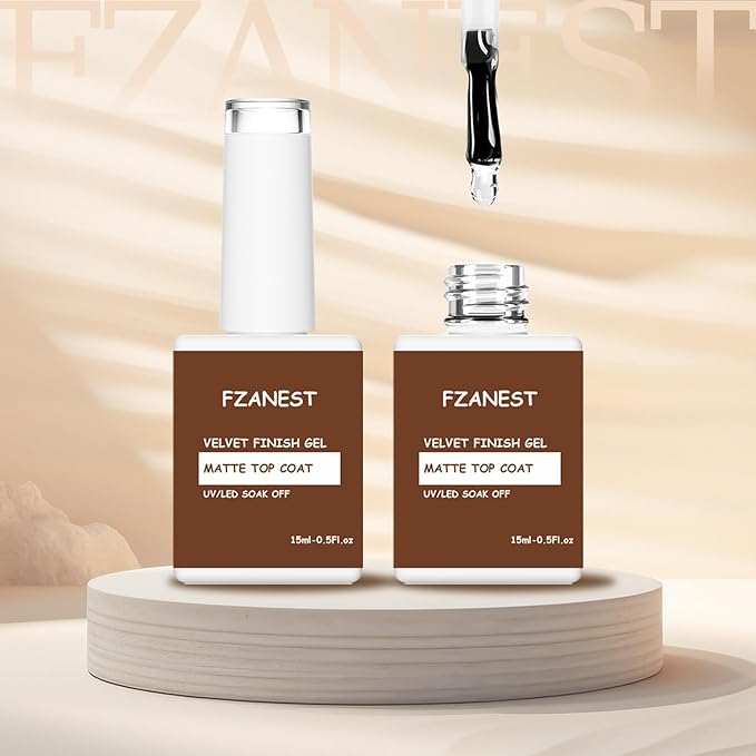 FZANEST Gel Top Coat Gel Nail Polish Long Lasting High Shine Top Finish Soak Off (Matte Top Coat, 0.51 Fl Oz (Pack of 1))