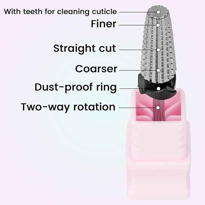 Delanie 5-in-1 Carbide Nail Drill Bit for Professional Nail Tech, 3/32", Extra Coarse Grit