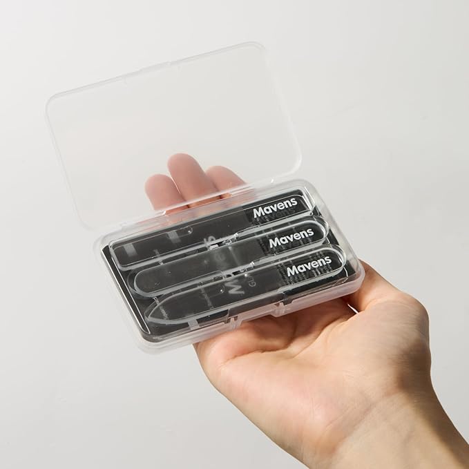 Mavens Glass Nail File Set with Case, Professional Crystal Fingernail Files for Natural Nails, Reusable Portable Manicure and Pedicure Nail Buffer, Manicure Tools for Home and Travel, Gift for Women.