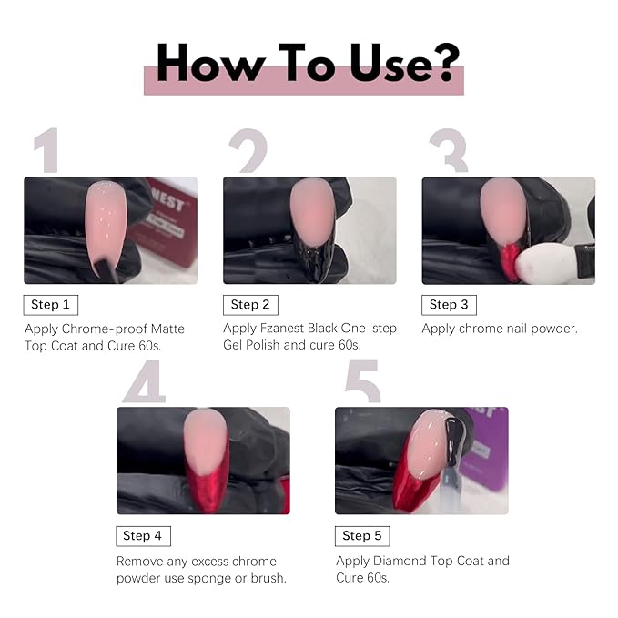 FZANEST Gel Top Coat Gel Nail Polish Matte Glossy Kit 15ml * 2PCS No Wipe Diamont Top Coat Chrome Proof Velvet Finish Good for Chrome Nail Powder Nail Art Design