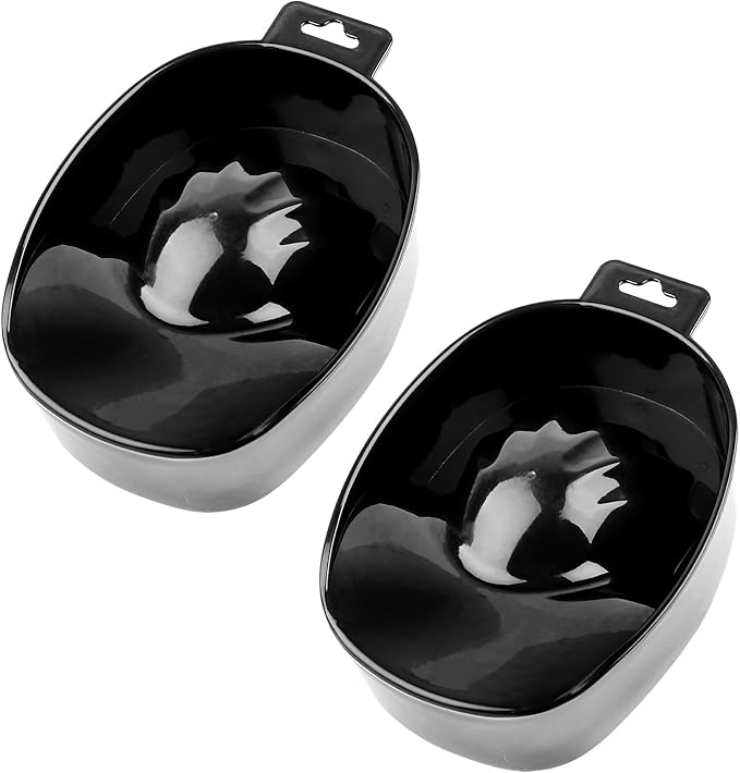 AUEAR, 2 Pack Manicure Bowl Nail Soaking Art Hand Soak Treatment Bowls Tray for SPA Tools (Black)