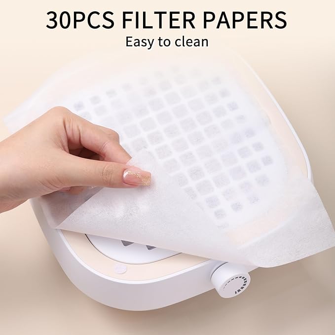 Nail Dust Collector with Reusable Filter, Powerful Brushless Vacuum Nail Dust Collector Extractor Electric Dust Suction Machine for Acrylic Gel Nail, Perfect for Home&Salon Use, Low Noise