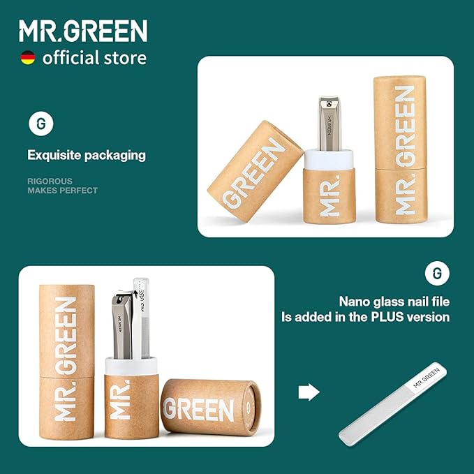 MR.GREEN Nail Clippers Anti Splash Fingernail Cutter Stainless Steel Manicure Tools Nail Scissors Detachable Design Nail Trimmer (L+Nano Glass File)