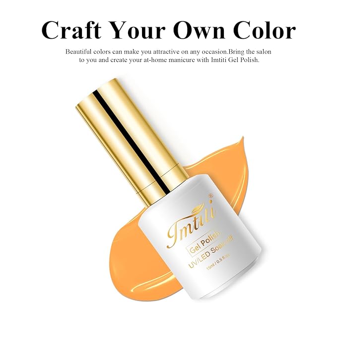 Imtiti Pastel Gel Nail Polish, 0.5 Fl Oz Light Yellow Orange, Spring/Summer/Easter Gel Nail Polish DIY Nail Art Starter Manicure Salon Kit
