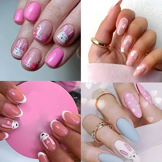 30 Sheets Easter Nail Art Stickers Rabbit Nail Sticker 3D Self-Adhesive Nail Decals Cute Cartoon Bunny Egg Nail Art Design for Women Girls Kids Nails Art Decorations Manicure Accessories