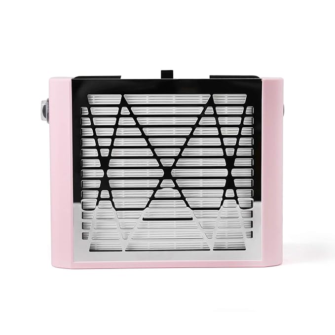 AONOLOVO Nail Dust Collector Machine, Upgraded Powerful Nail Vacuum Suction Fan Dust Extractor with Stainless Steel Cuticle Pusher for Acrylic Dip Nail Gel Polish Removal (Pink)