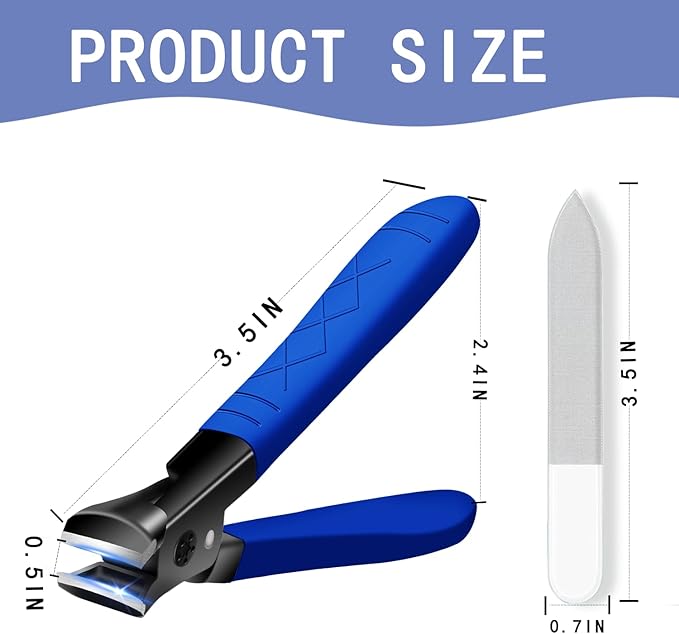Nail Clippers for Thick Nails, Professional Nail Clippers, Senior Toenail Clippers Cutter, Nail Clipper for Men Women, Stainless Steel Fingernail Clipper, Wide Jaw Nail Clipper with Nail File