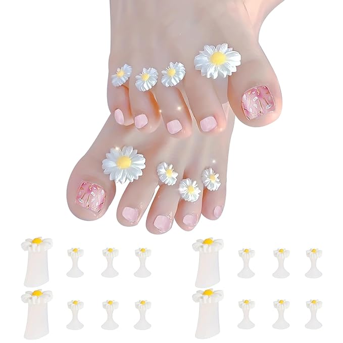 16 Pieces Toe Separators Silicone Daisy Toe Separators for Pedicure Toe Stretcher Nail Polish Art Tools Pedicure Spacers Tools for Nail Salon Toes Dividers