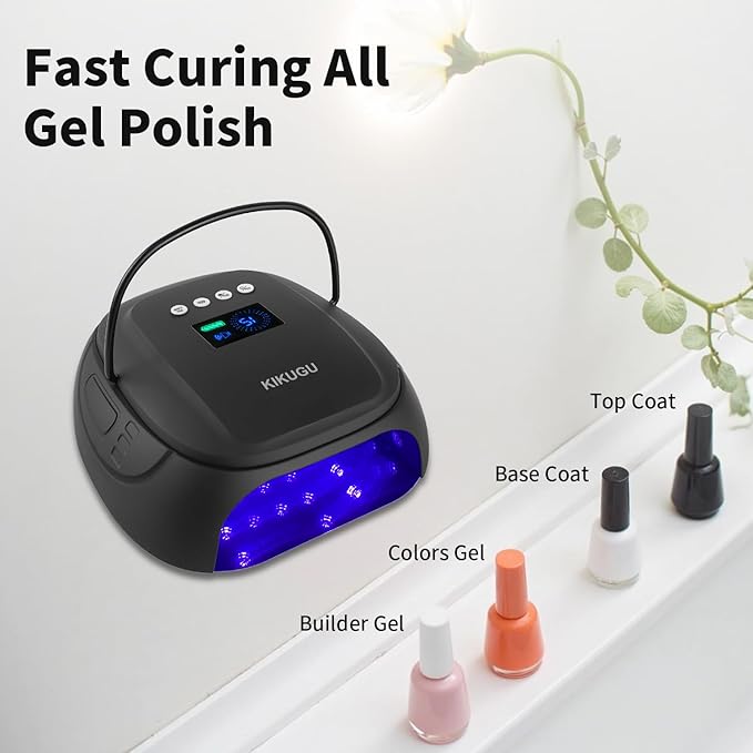 Cordless UV LED Nail Lamp,126W Rechargeable Nail Dryer for Gel Nails,Fast Curing Lamp Manicure,Pedicure,Ideal for Nail Salon(Black)