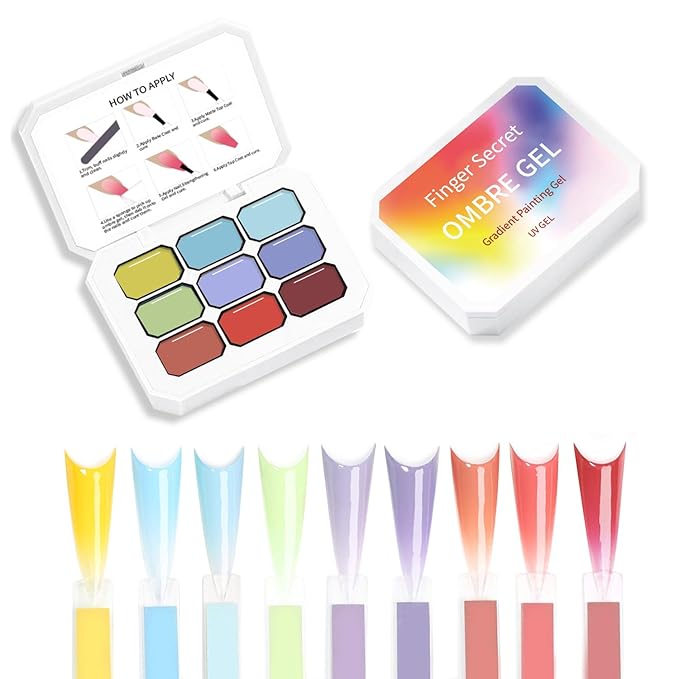 Ombre Gel Nail Polish Nail Sponges for Ombre 9 Series Colorful Blush Effect Gradient Painting Gel for Ombre Nails Multistyle French Manicure Nail Art DIY Home (A5)