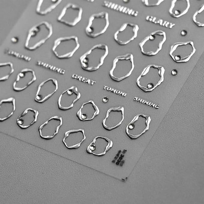 2 Sheets 5D Nail Stickers Gold Silvery Nail Decals Hollow with Rhinestones Nail Design Stickers Embossed Self-Adhesive Manicure DIY Accessories for Women