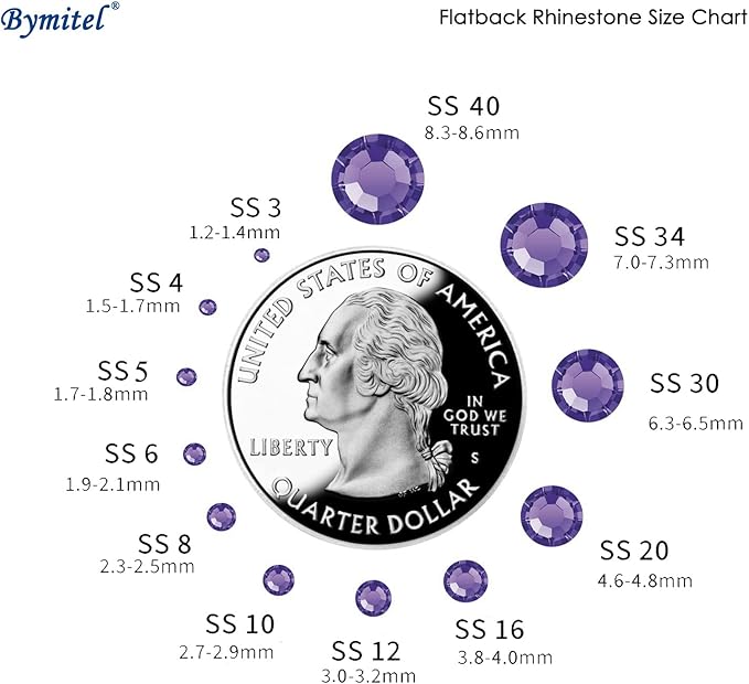 2880PCS Art Nail Rhinestones Non Hotfix Glue Fix Round Crystals Glass Flatback for DIY Jewelry Making with one Picking Pen (ss6 2880pcs, Tazanite)