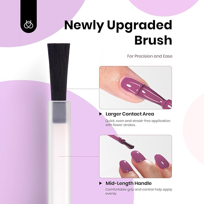 Beetles Gel Nail Polish Set Hema Free - 6 Colors Purple Nude Baby Pink Blue Gel Polish Kit Soak Off Uv LED Nail Lamp 15ml DIY Home Manicure Salon Serene Afternoon Gift for Women Girls