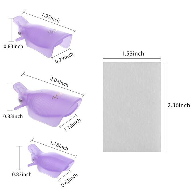 INFILILA Nail Polish Remover Clip Set 20pcs Nail Clip Caps Nail Soak Off Clips For Finger And Toe 1000pcs Lintfree Nail Polish Remover Wipes For UV Gel Acrylic Nail Polish Removal