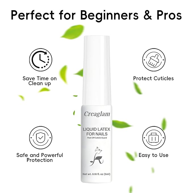 Liquid Latex for Nails - 2-Pack Set - Quick-Dry, Peel Off Cuticle Guard & Nail Polish Barrier Protector for Flawless Manicures & Nail Art (2 x 5ML Bottles)