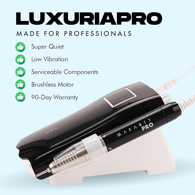 MakarttPro LuxuriaPro 35000 RPM Professional Nail Drill - 85W Brushless Motor | High Torque | Quiet & Vibration-Free | Portable, Rechargeable & Cordless Nail Drill for Technicians (Baby Pink)