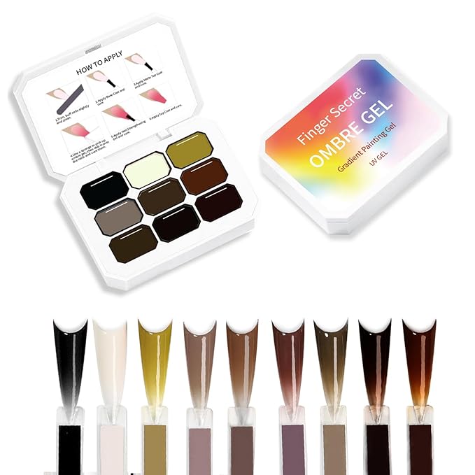 Ombre Gel Nail Polish Nail Sponges for Ombre 9 Series Colorful Blush Effect Gradient Painting Gel for Ombre Nails Multistyle French Manicure Nail Art DIY Home (A6)