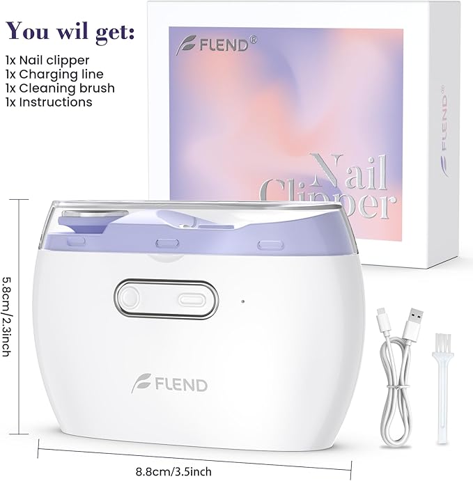 Electric Nail Clipper,2-in-1 Automatic Nail Clipper,Electric Nail Grinder,40DB Baby Nail Trimmer,LED Light ElectricNail Trimmer for Baby,Kids,Adults,Seniors,Manicure Set,BabyNail Kit Portable White