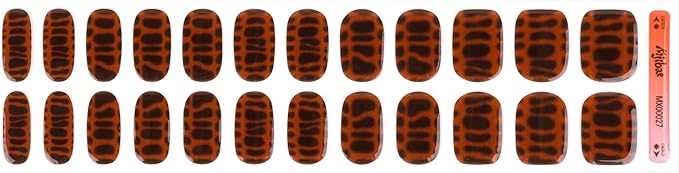 Semi Cured Gel Nail Strips - Minimalist Ombre Nail Polish Wraps, Works with Any UV Lamp - Long Lasting Easy Salon Manicure - 24pcs with 2 Prep Pads, Nail File & Cuticle Stick (Snake's Out)
