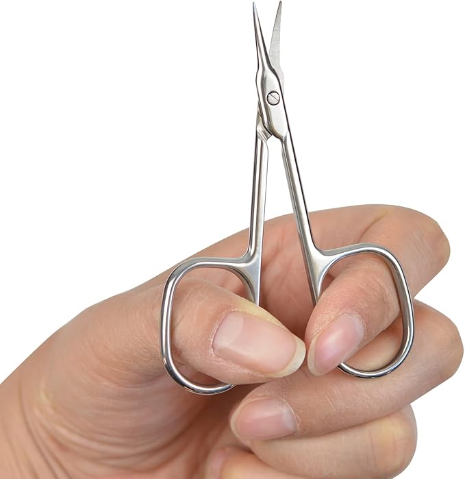 Cuticle Scissors Nail Scissors Multi-purpose Beauty Scissors for Eyebrow Eyelash Trim Nail and Dry Skin (Curved Tip)