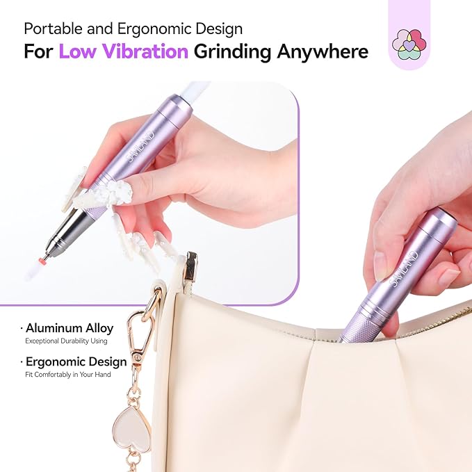 SAVILAND Advance Nail Drill Professional: 40000 RPM Powerful Torque Electric Nail File Low Vibration with Rainbow Light 15H Long Battery Life Coreless Motor Quiet for Quick Acrylic Removal PRO Salon