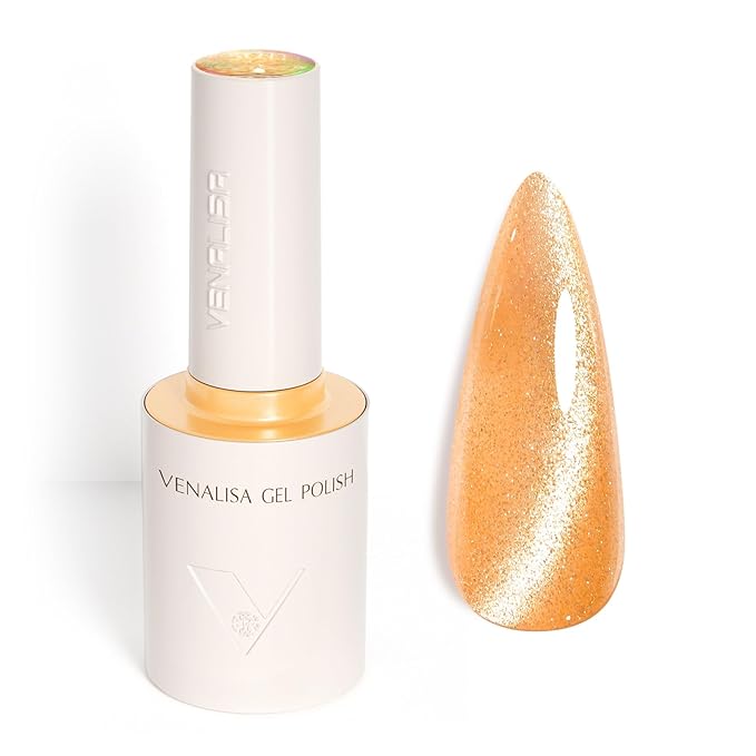VENALISA Cat Eye Gel Nail Polish 1 Pcs 10ML Shimmer Orange Glitter Magnetic Gel Polish Soak Off Salon Manicure DIY at Home Nail Art For Girls Women