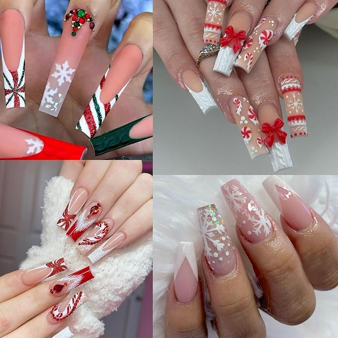 5Pcs Christmas Nail Art Stickers Decals Embossed Self-Adhesive Snowmen Nail Sticker Colorful Firework Snowflake Xmas Tree Elk Nail Decals Nail Supplies for Women DIY New Year Xmas Holiday Nail Decor