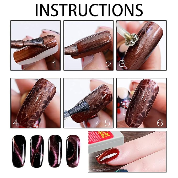 8 Pieces Nail Magnet Tool Set, Double-head Flower Design Nail Magnet Pens Magnet Stick 3D Magnetic Cat Eye Gel Polish Nail Art, for DIY 3d Magnetic, Salon, Studio or Home