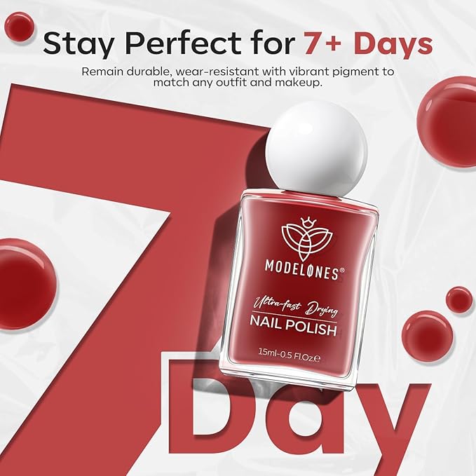 modelones Jelly Red Nail Polish, Sheer Dark Red Clear Translucent Semi-Transparent 15 ml Quick Dry Nail Lacquer Strengthener Long Last Finger Toe Nail Art DIY Manicure Gift for Women Girls 0.5 Fl Oz