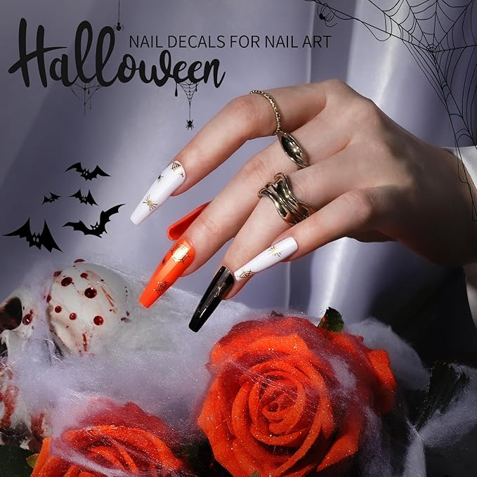 Teenitor 50 Sheets Nail Stickers for Nail Art, Flower Nail Art Stickers Gold Floral Nail Decals for Nails Design, Nail Decor Nail Accessories for Women Girls Kids Summer