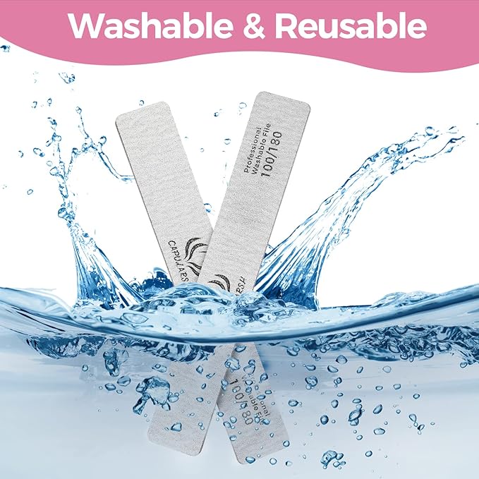 18pcs Nail File for Acrylic Nails - Capularsh 100/180 Grit Professional Double Side Emery Boards, Reusable Coarse Nail File for Acrylic Gel Dip False Nail Home and Salon Use