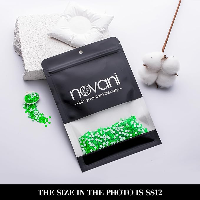 Novani 3000 Pieces Flatback Rhinestones Glass Round Gems Neon-Green Crystals for Nail Art DIY Crafts Clothes Shoes,SS10,2.7-2.9mm