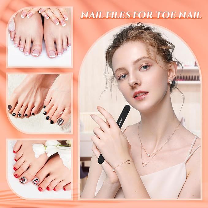 Nail Files 12-Pack 100/180 Grit Emery Board for Natural Nails, Double Sided Buffer with Portable Case for Natural & Acrylic Nails, Professional Fingernail Filer Millard
