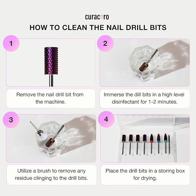 Curacoro Nail Drill Bits 3/32'' - Safe Smooth Stop Large Barrel Carbide Bit (Extra Fine) for Flawless, High-Shine Finish, Refine & Perfect Nail Enhancements, Nail Art Pedicure Manicure Salon & Home