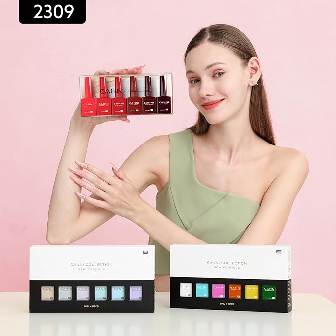 CANNI 6Pcs 9ml Hema-Free Red Gel Nail Polish Set- Dark Red Burgundy Glitter Gel Polish Kit DIY at Home Salon Christmas New Year's Gifts for Girls
