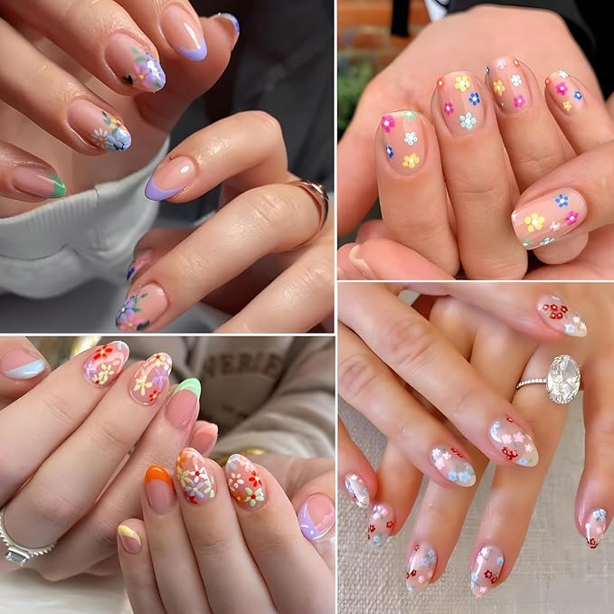 30 Sheets Flowers Nail Art Sticker Decals 3D Self-Adhesive Flower Nails Sticker for Nail Art Colorful Cute Butterfly Stars Nail Art Design Decoration Accessories for Women DIY Acrylic Nail