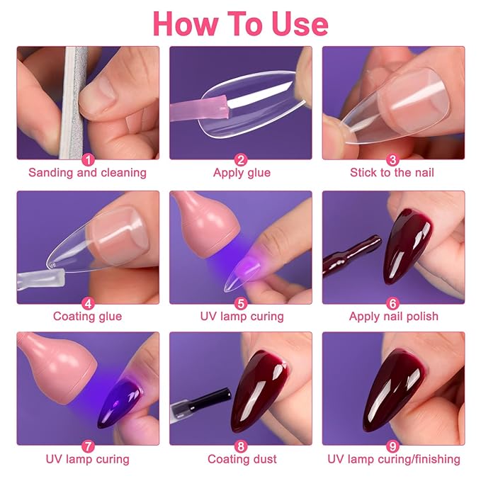 AORAEM LED Nail Lamps 3W Flexible Gooseneck Lamp Quicky Dry Nail Manicure Dryer Gel Polish Curing Light Plug Play Portable Flash Cure Light for Gel Nails Home DIY Professional Nail Tools Pink