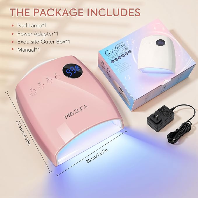 Cordless UV Light for Gel Nails 72W – Professional UV LED Nail Lamp, Fast Curing Rechargeable Nail Dryer with 45 Beads, 4 Timers, Smart Sensor, Retractable Foot Stand, Portable Handle for Salon & Home