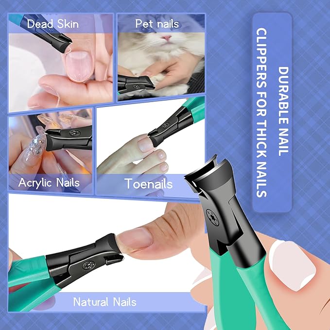 Stainless Steel Nail Clippers for Thick Nails - Wide Jaw Toe Nail Trimmer With Long Handle for Seniors, Men and Women - Salon and Home Use