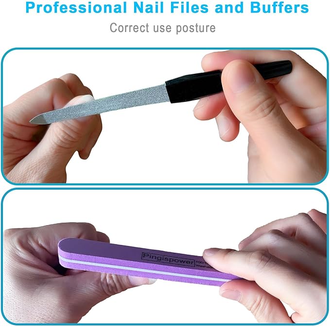 Nail Buffer Block, 10PCS Professional Nail Files and Buffers for Natural Nails, 100/180 Grit Double Sided Washable & Reusable Manicure Tools Kit for Women, Home, Salon & Travel