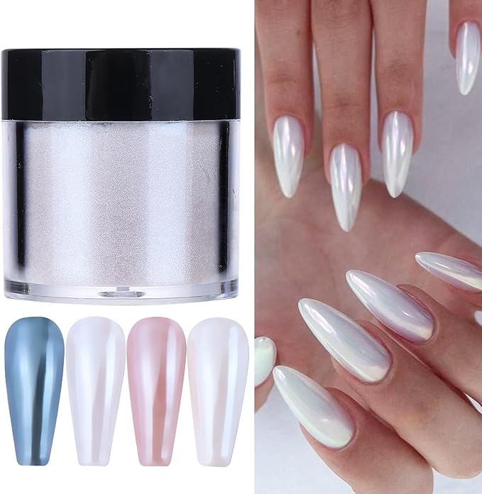 Pearl Chrome Nail Powder Kit 10 Boxes 10g Unicorn Mermaid Chrome Powder for Nails Art Decoration Iridescent Aurora Nail Glitter for Gel Polish DIY Summer Rubbing Dust for Home DIY Nail Salon Manicure