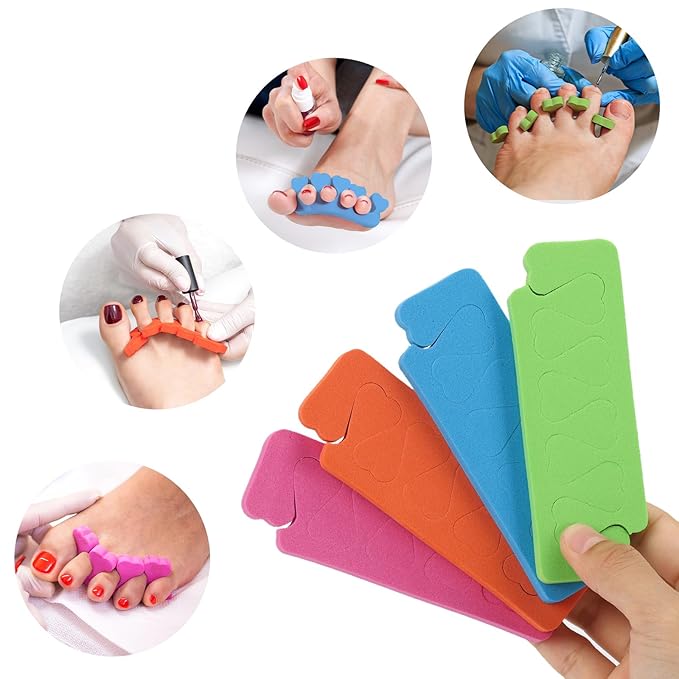 273Pcs Toe Separators Set- Nail Spa Party Tools, Mini Nail Files Buffers Block, Orange Nail Sticks Pedicure Wood Cuticle Pushers