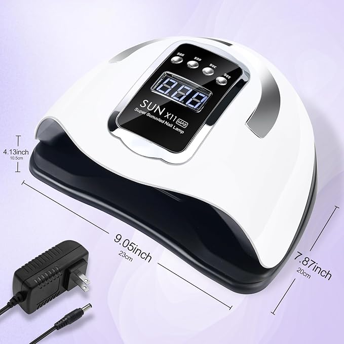 Wisdompark UV LED Nail Lamp 280W, UV Light for Gel Nails with 66Pcs Lamp Beads and Automatic Sensor/4 Timer Settings Professional Nail Dryer for Gel Polish Manicure Art Tools for Home Salon