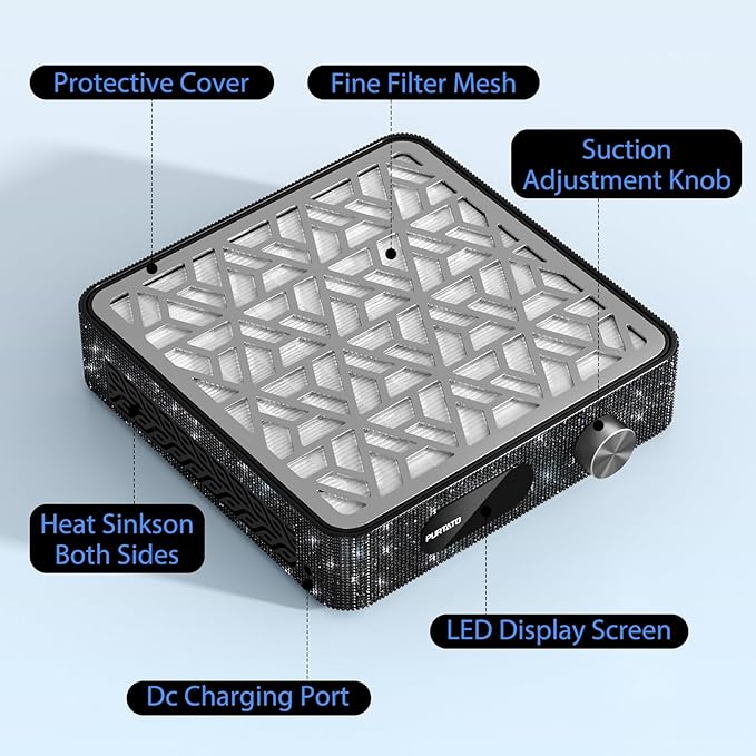 Nail Dust Collector, Powerful Vacuum Fan Vent Dust Collector Extractor Dust Suction Machine for Acrylic Nails Polishing, Nail Salon,Black Diamond