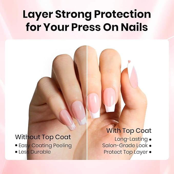 Beetles 2Pcs 15ml HEMA-Free Nail Glue Gel and No Wipe Top Coat Set, Super Strong for Gel Nail Polish Press-On Nail Extension, Shine Effect Long Lasting Soak Off Uv Light DIY Home Gift for Women
