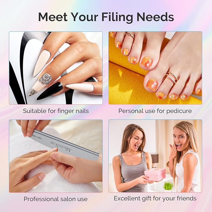 MelodySusie 16Pcs Professional Nail Buffer Kit,Nail Files and Buffers,Nail Buffer Block,Nail Brush, Nail File Buffers Kit for Natural Nails,DIY,Home Use,Salon(100/180 Grit)